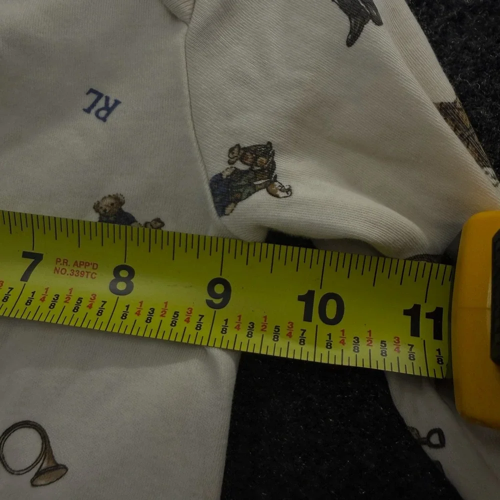 Ralph Lauren Polo Bear Equestrian Fox Hunt Long Sleeve Bodysuit Cream 18M